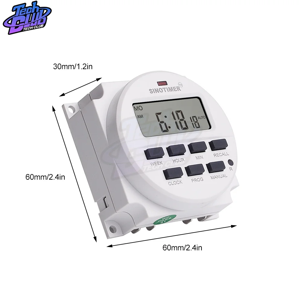 Programmable Time Relay 1 Second Interval 5V To 220V Digital Weekly Timer Switch