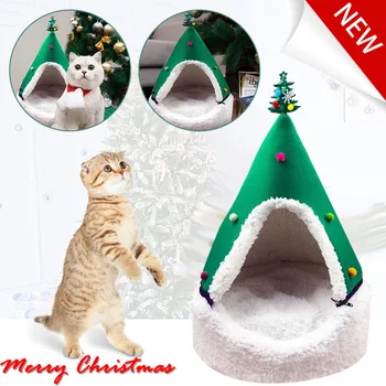 

Pet Cat House Dog Bed Sofa Kennel Cushion Cave Christmas Shaped Winter Warm Nest Machine Washable For Medium Puppy Cats Litter