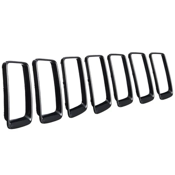 

7Pcs Front Grille Vent Hole Trim Ring Insert Blk For Jeep Grand Cherokee 2014-2016 Car Replacement Parts