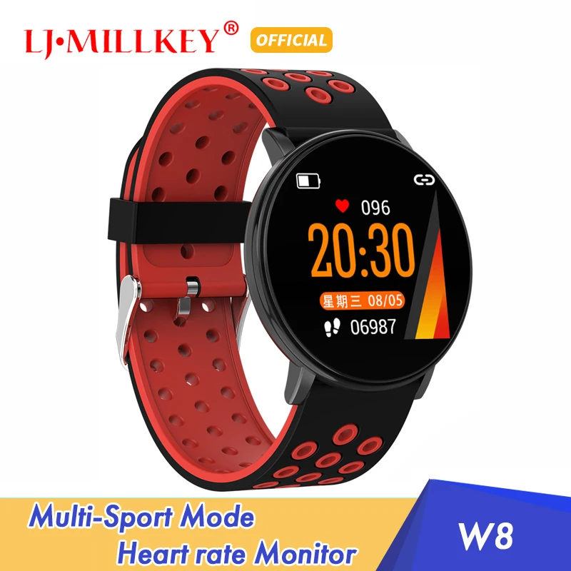 

W8 IPS 2.5D Screen Custom Dial Dynamic Heart Rate Sport Message Push bluetooth Magnetic Dock Clamp Charger Smart Watch