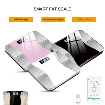 

USB Body Fat Scale Smart Wireless Digital Bathroom Weight Scale Body Composition Analyzer With Smartphone App Bluetooth
