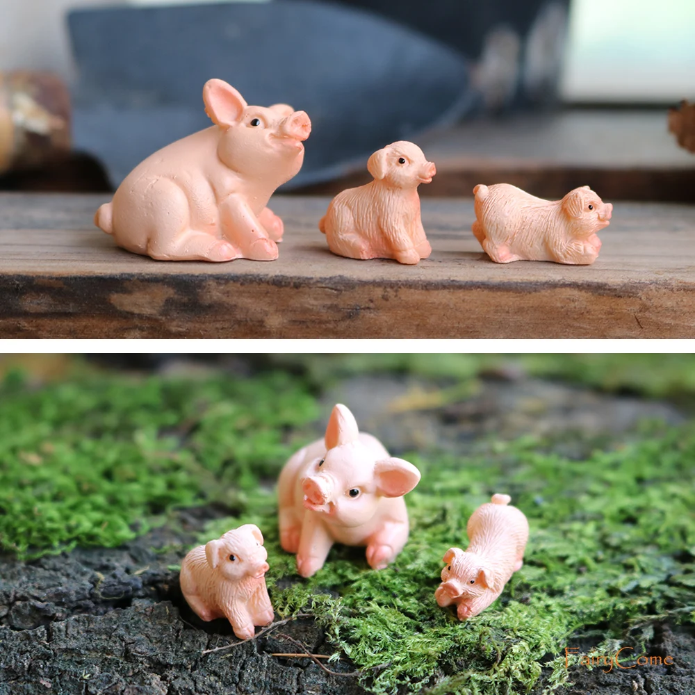 Resin Miniature Animals Fairy Garden Mini Forest Farm Animal Realistic Micro Tiny Animals Figurines Squirrel Chicken Bunny Set