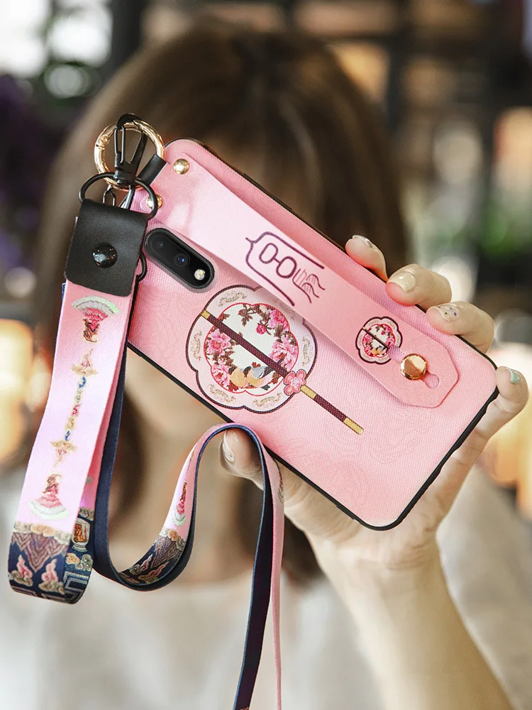 New Style OnePlus 7pro Phone Case Realme X Lanyard Q Silicone Wrist Strap Temple Fan