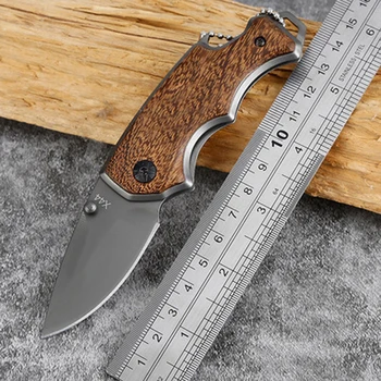 

Camping tool Tactical Folding Pocket Knife 440C Stainless Steel Olive Wood Handle Outdoor EDC Knives SDIYABEIZ