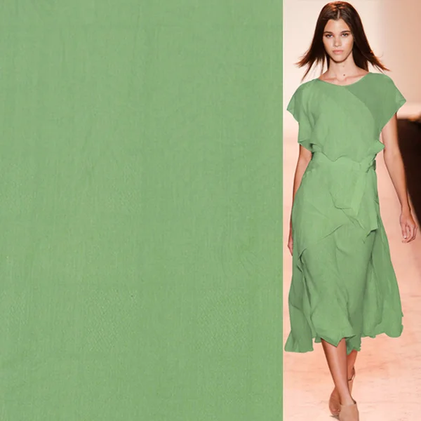 Green color pure silk fabric spun jacquard design SRS070 | Дом и сад