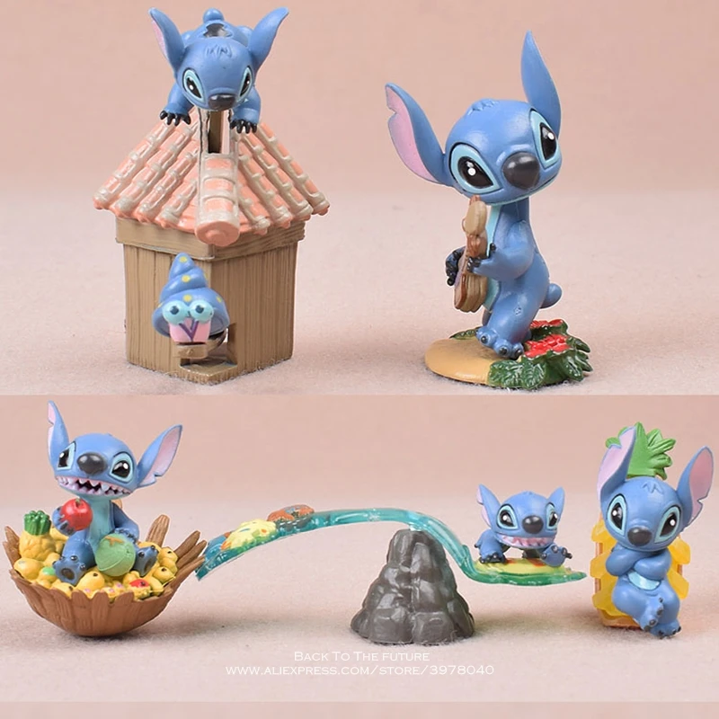 Disney Lilo& Stitch Лето 5 шт./компл. 5-7 см фигурка аниме украшение Коллекция фигурка мини-кукла, игрушка модель для детей - Цвет: 5pcs