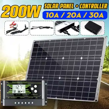 

18V 200w USB Solar Panel Output Solar Cells Poly Solar Panel with 10/20/30A Controller Car Charger for Car Yacht Battery Boat