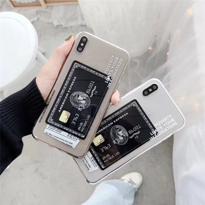 

Luxury Europe and America Credit card phone case For iphone XS MAX XR X 10 6 6s 7 8plus case Fashion soft shell capa back cover
