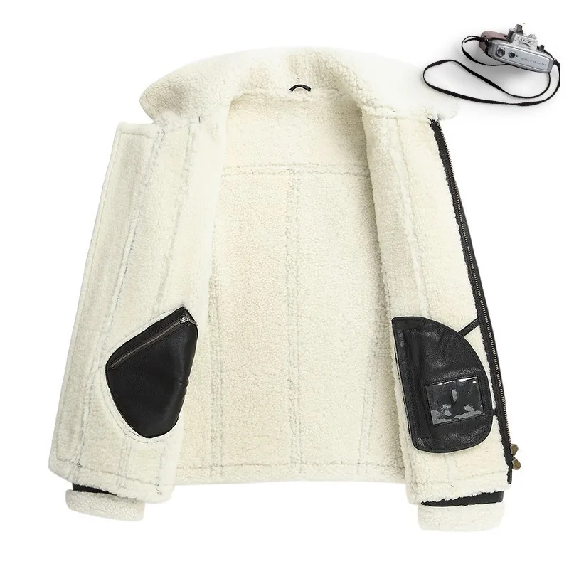 Euro Mannen Landingsbaan Motor Biker Echt Lederen Jas Echt Bont Voering Shearling Winter Vriendje Punk Jas Revers Kraag Streetwear Euro Mannen Landingsbaan Motor Biker Echt Lederen Jas Echt Bont Voering Shearling Winter Vriendje Punk Jas Revers Kraag Streetwear