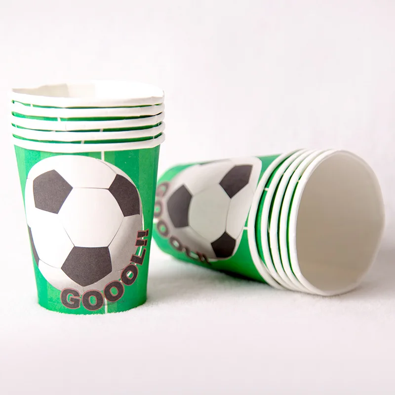 cup 10pcs Футбольная тема одноразовая посуда для праздника Зеленый С Днем Рождения вечерние украшения для мальчиков Поклонники для футбола тематические тарелки чашки подарок - Цвет: cup 10pcs