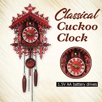 

Cuckoo Clock Living Room Wall Clock Bird Cuckoo Day Time Alarm Clock Hanging Wall Mounted Handcraft Art Vintage Home Decoration