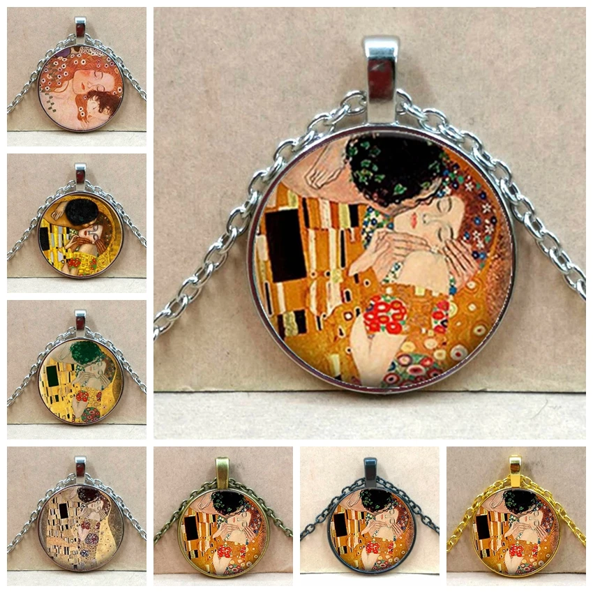 Колье от Gustav Klimt kisses art jewelry романтический подарок на день Святого Валентина для