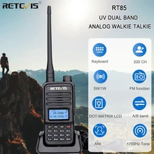 Retevis rt85 analógico walkie talkie uv banda dupla 5w handheld rádio em dois sentidos com teclado de tela vox rádio fm transceptor portátil