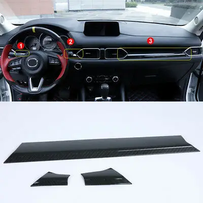 

Carbon Fiber Look Center Console Stripe Cover Trim 3pcs For Mazda CX-5 KF 17-19