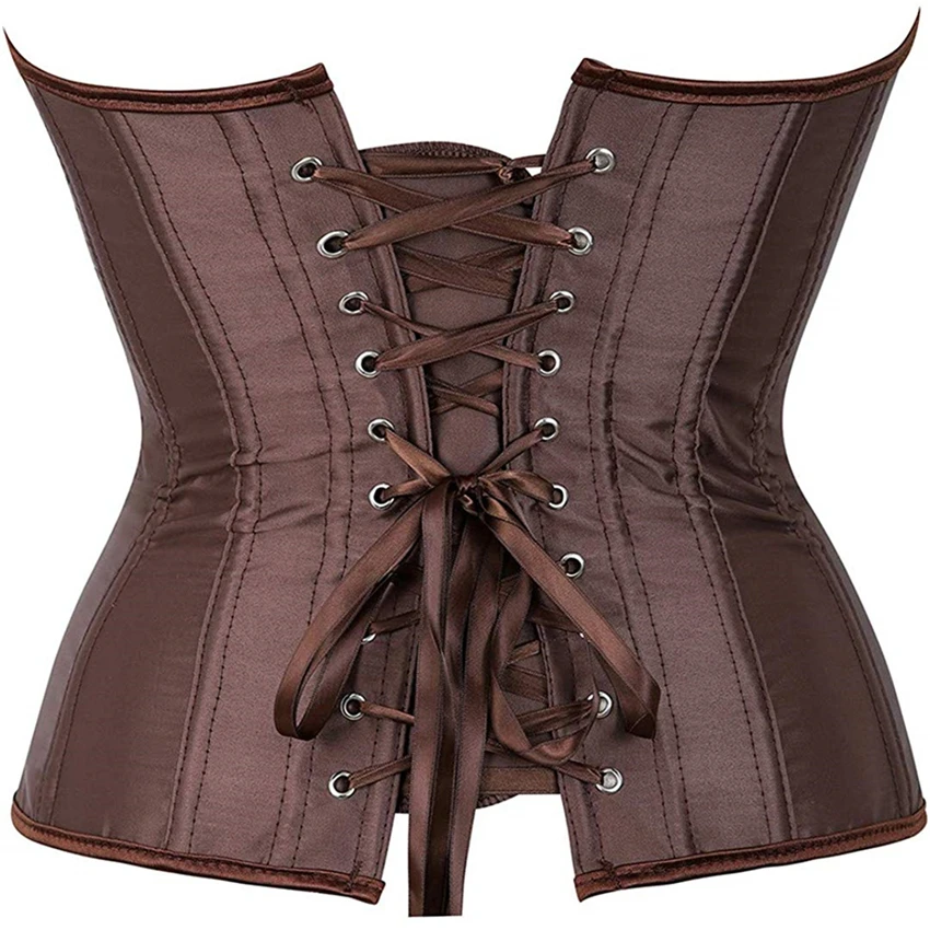 Bustier femme,Dames Classique Burlesque Satin Sans Bretelles Bustier