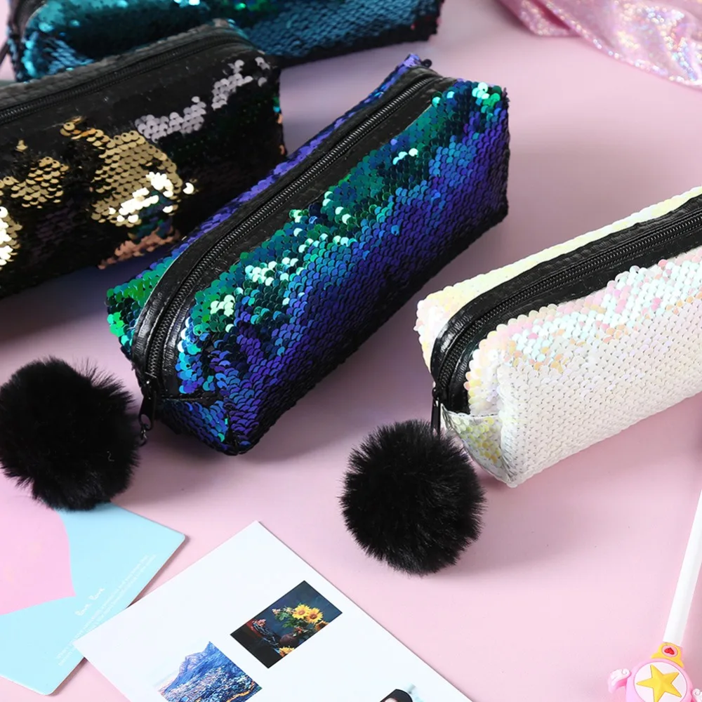 Новая мода блесток пенал Flash Magic Sequin ручка сумка, школьные принадлежности Женская сумочка для хранения косметики Сумка многофункциональная сумка