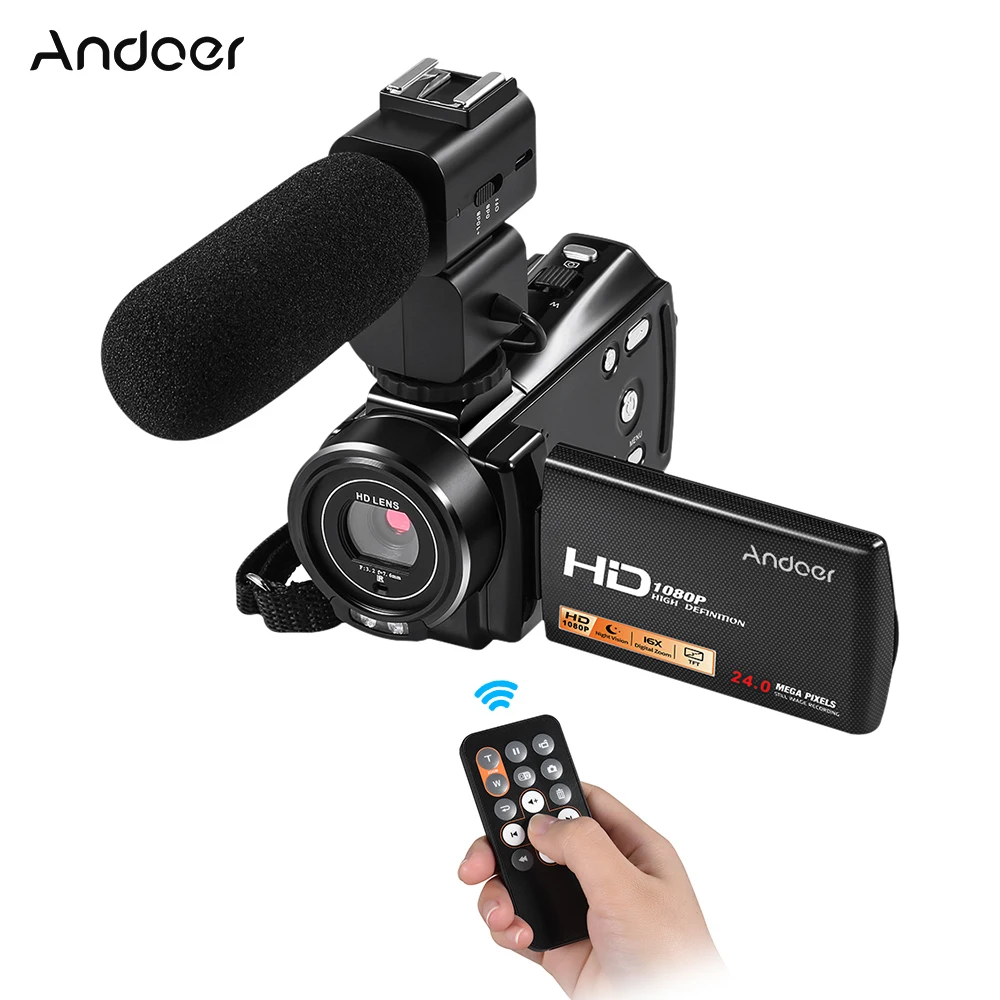 Andoer HDV-V7 PLUS 1080P Full HD 24MP домашняя Цифровая видеокамера пульт дистанционного управления видеорегистратор с ночным видением Поворотная ЖК-камера с микрофоном
