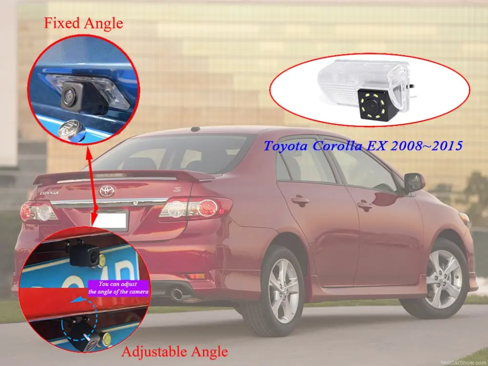 Светодиодный регулируемый угол камеры заднего вида для Toyota Corolla EX 2008
