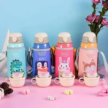 

Hot Sales Cute Children Powdered Milk Kettle Cartoon Stainless Steel 316 Straw Thermos Flasks Baby's Stuff Vacuum Water Bottle