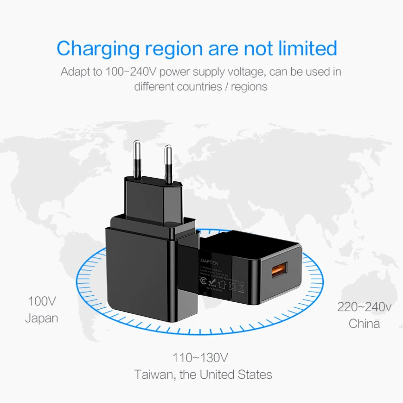 PZOZ usb зарядное устройство европейская настенная вилка быстрая зарядка QC 3 0