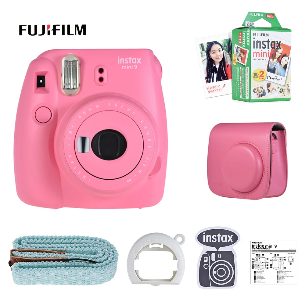 Белая пленка для Fuji Instax Мини 9 Фотоаппарат моментальной печати зеленый пленочная камера с зеркало для селфи+ 20 Вт, 30 Вт/60 мгновенный белую пленку Фотобумага+ Камера сумка - Цвет: Option 1