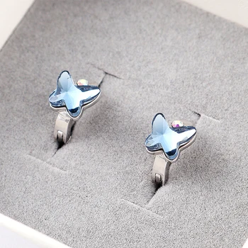 

11.11 sale fashion small hoops earrings for girls made with Austrian crystal korean style butterfly design earing Christmas gift