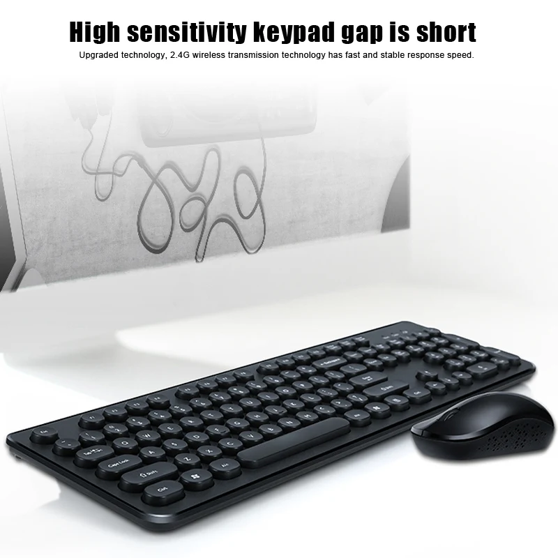 

Retro Punk Wireless Keyboard Mouse Set Ergonomics Mini Waterproof Lightweight @JH