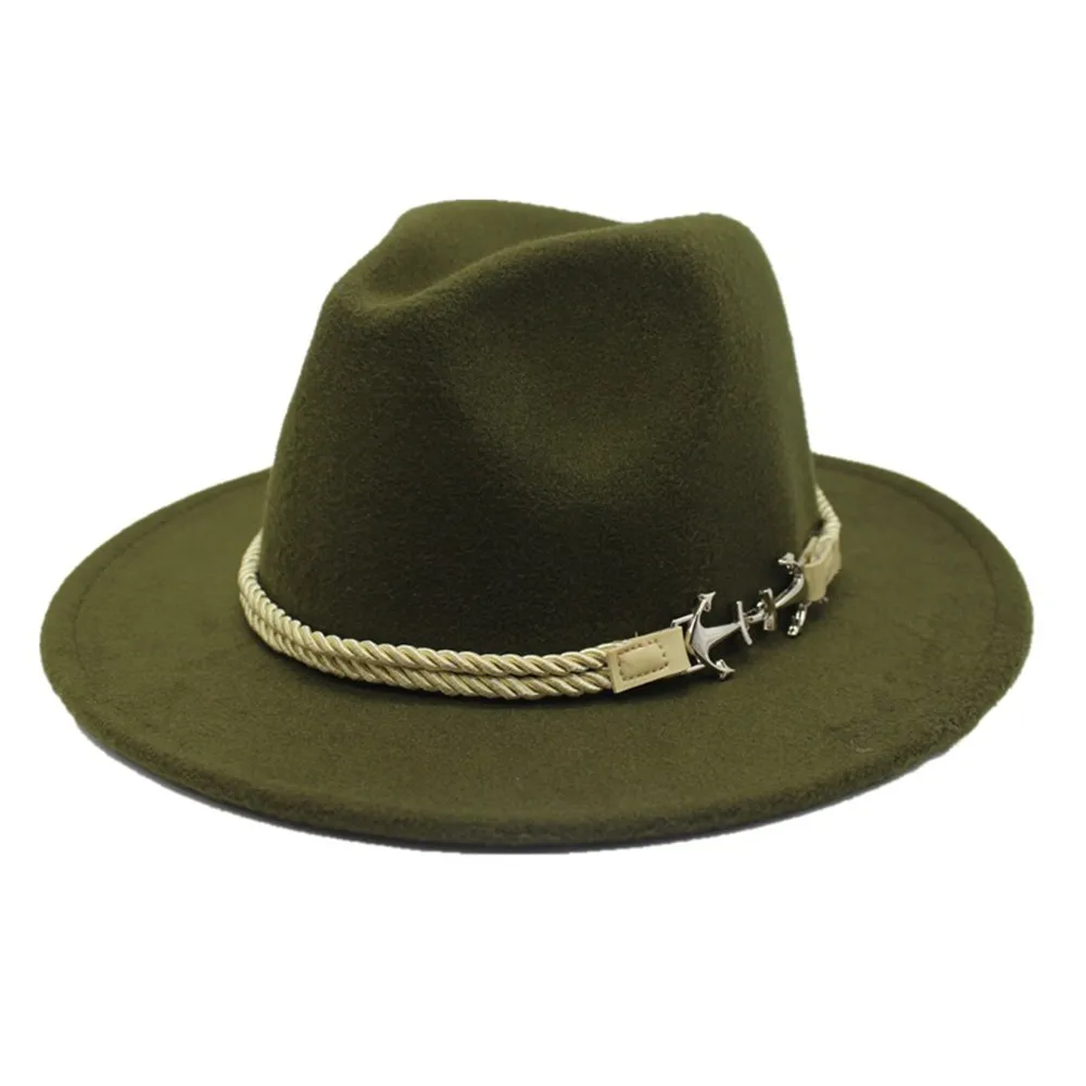 Army Green Унисекс Для мужчин Для женщин модная шляпа Федора Винтаж мягкая фетровая шляпа широкая шляпа Размеры окружности головы 56-58 см - Цвет: Army Green