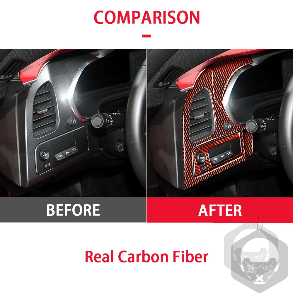 Dashboard Panel Navigation Panel Trim Real Carbon Fiber Sticker For Chevrolet Corvette C7 2014-2019 Car Interior Accessories