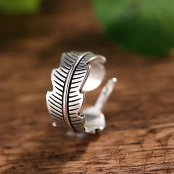 

Vintage Leaf Plant 925 Sterling Silver Ladies Finger Rings Original Jewelry For Women No Fade Ring Birthday Gift Cheap
