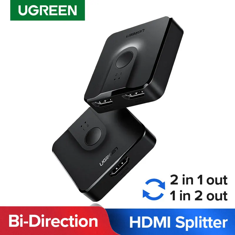 Ugreen HDMI-compatible Splitter 4K Bi-Direction Switcher 1x2/2x1 Adapter for PS4/3 TV Box Projector HDMI-compatible Splitter