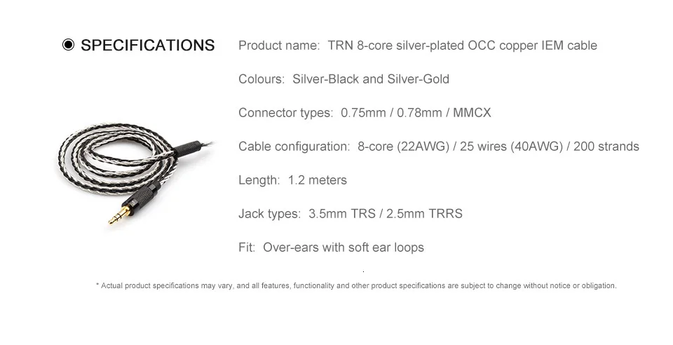 TRN 8 Core посеребренный кабель HIFI наушники MMCX/2Pin разъем использовать ForTRN V90 BA5 KZ ZSX ZS10 PRO AS10 BLON BL-03 CCA C12 TFZ