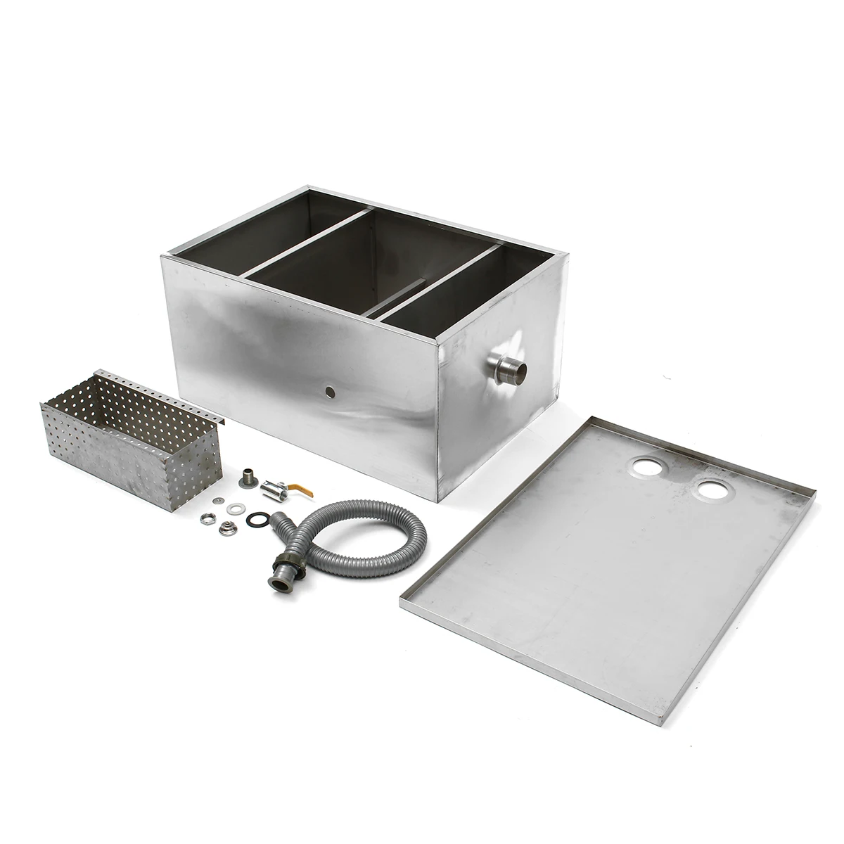 

Durable grease trap interceptor 60*30cm 56.7L Stainless Steel Kitchen Oil Water Separator Restaurant factory Waste Water Treat