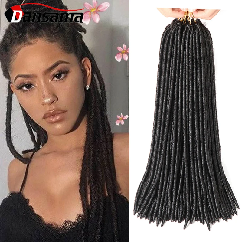 

Dansama Natural Soft Dreadlocks Extensions Goddess Faux Locs Crochet Braids Hair Straight Bundles Hair 18Inch 24 Strands colored