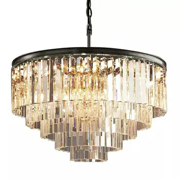 

Lustre LED Ring Vintage Loft Glass K9 Crystal Chandelier Lighting Fixtures Lights for Bedroom Living Room Kitchen
