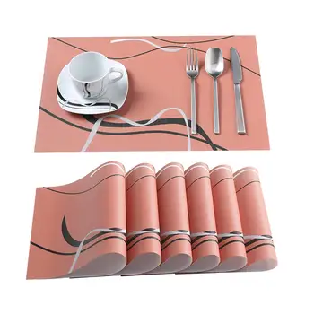 

VEWEET FIONA 12-piece Heat-Resistant PVC Placemats Set Dining Coaster Table Mats Vinyl Stain Resistant Easy to Clean 45CMX30CM