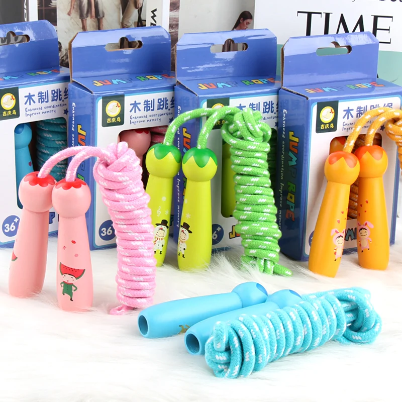 

Free shipping Wooden cute little animal handle Jump rope, colorful rope skipping, Kids Early Head Start Training toys