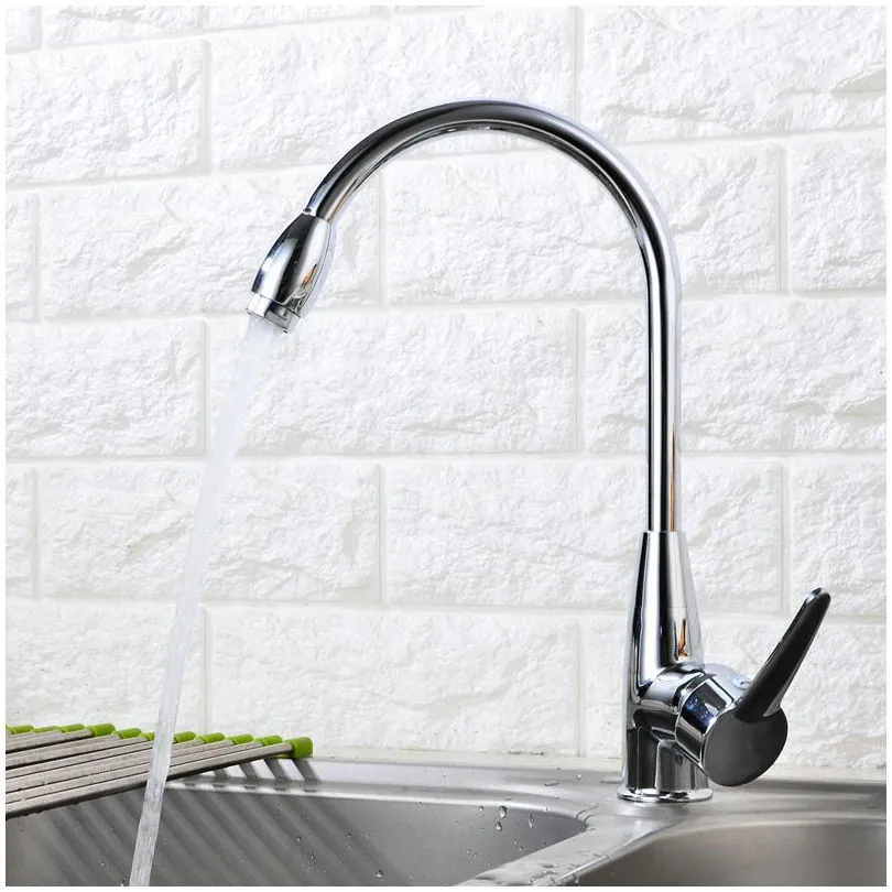 Hot Cold Water Classic Kitchen Faucet Space Aluminum Brushed Process Swivel Faucet 360 Degree Rotation Sink Taps for Kitchen