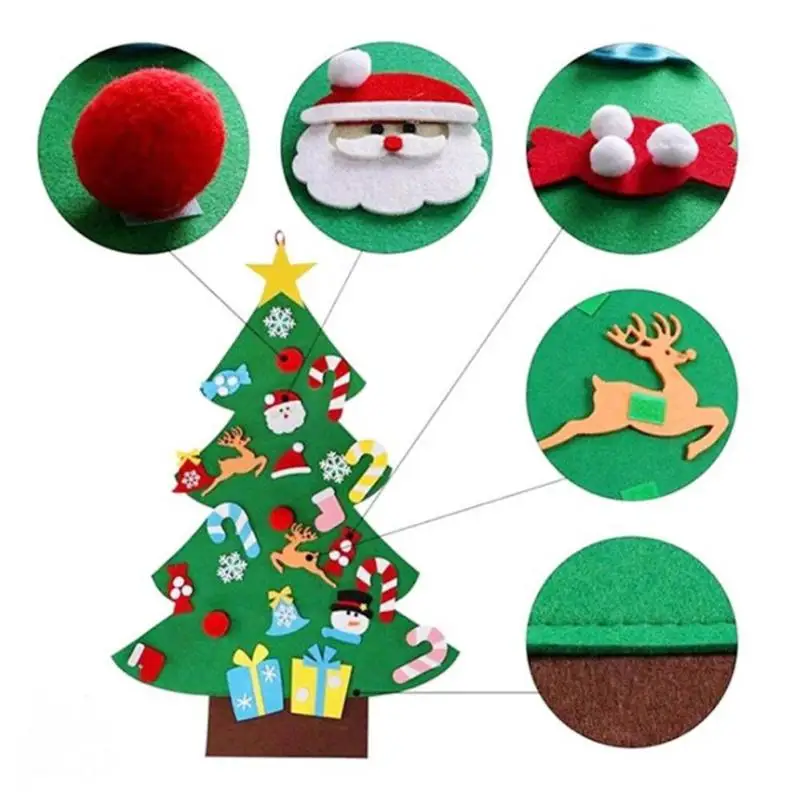 DIY Felt Christmas Tree Set with 26 Detachable Ornaments Home Party Decor