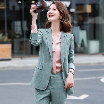 

2020 Professional Autumn Casual Suit Women Work Wear One Button Notched Pockets Office Lady Plus Size 4xl 5xl Ladies Blazers