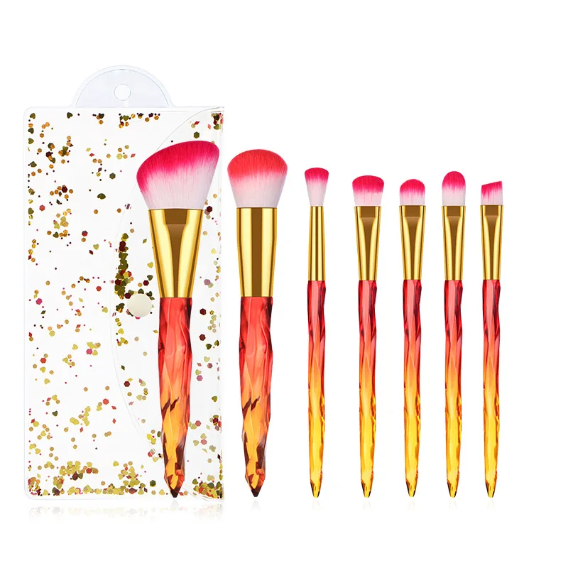 7pcs with a bag Кисти для макияжа 5/7 шт. в комплекте с украшением в виде кристаллов ручка пудра консилер для глаз Красота кистей для макияжа - Handle Color: 7pcs with a bag