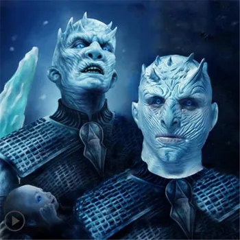 

Hot Movie Game Thrones Night King Cosplay Mask Walker Face NIGHT RE Zombie Latex Party Mask Adult Throne Costumes