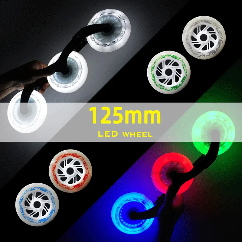 【125мм led】 оригинальные HOOMORE встроенные скоростные коньки колеса белый зеленый красный синий 85A дорожный трек для катания на коньках колеса для асфальта уличной гонки