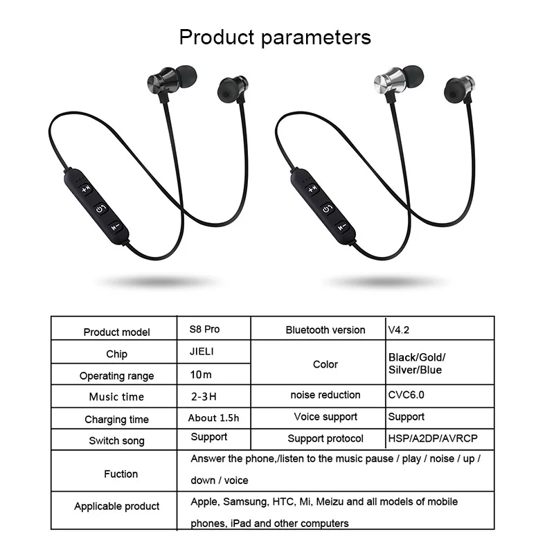 Waterproof sport Bluetooth Earphone Magnetic earphone XT-11 Wireless Sports Bass with Mic / Wireless Bluetooth Earphone M9