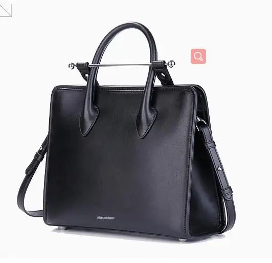 Роскошная Брендовая женская сумка из натуральной кожи, женская модная кожаная сумка через плечо, сумка-тоут миди - Цвет: Black