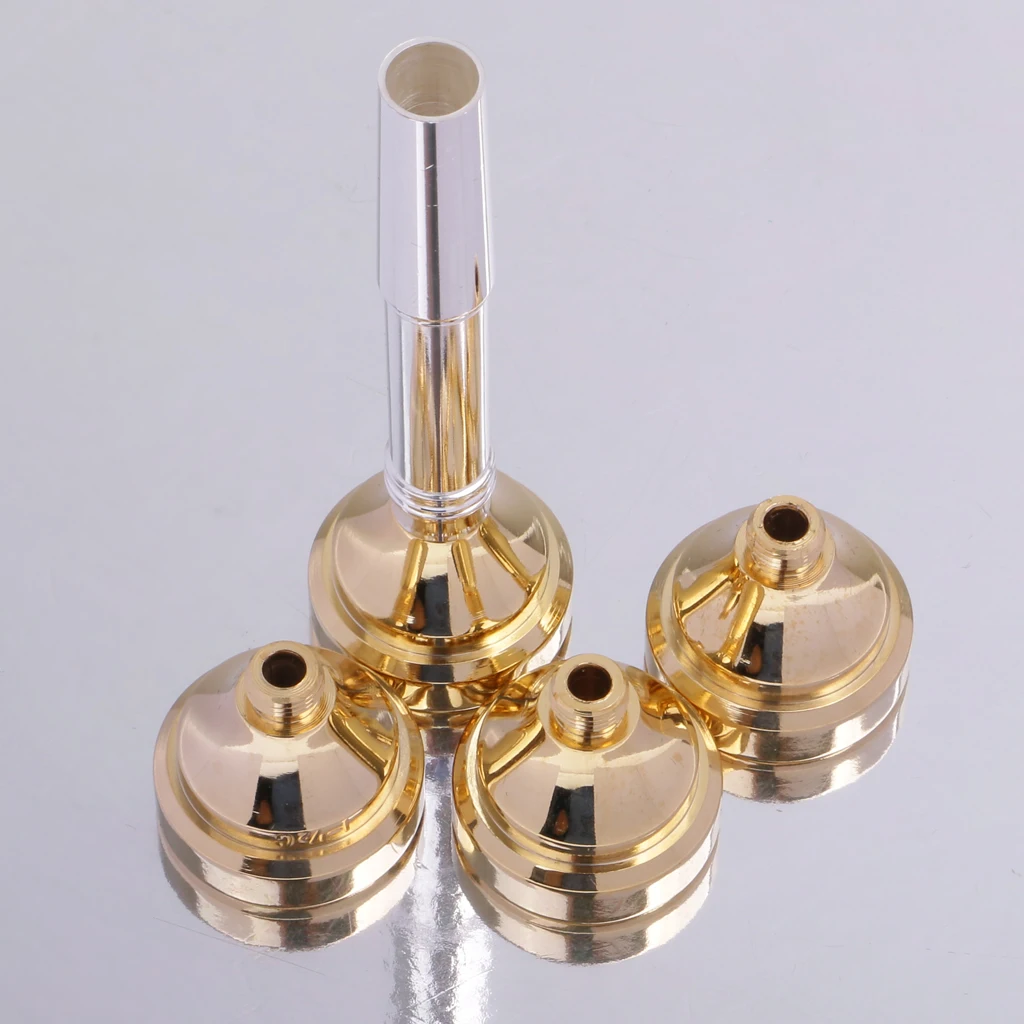 Trumpet Mouthpiece 4 Sizes Set 3C 5C 7C 1-1/2C Gold Plated Mouth Pieces Kit