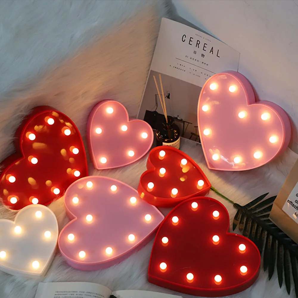  3D Love Heart Marquee Letter Lamps Indoor Decorative Nights Lamps LED Night Light Wedding Decor Rom - 4000062902391