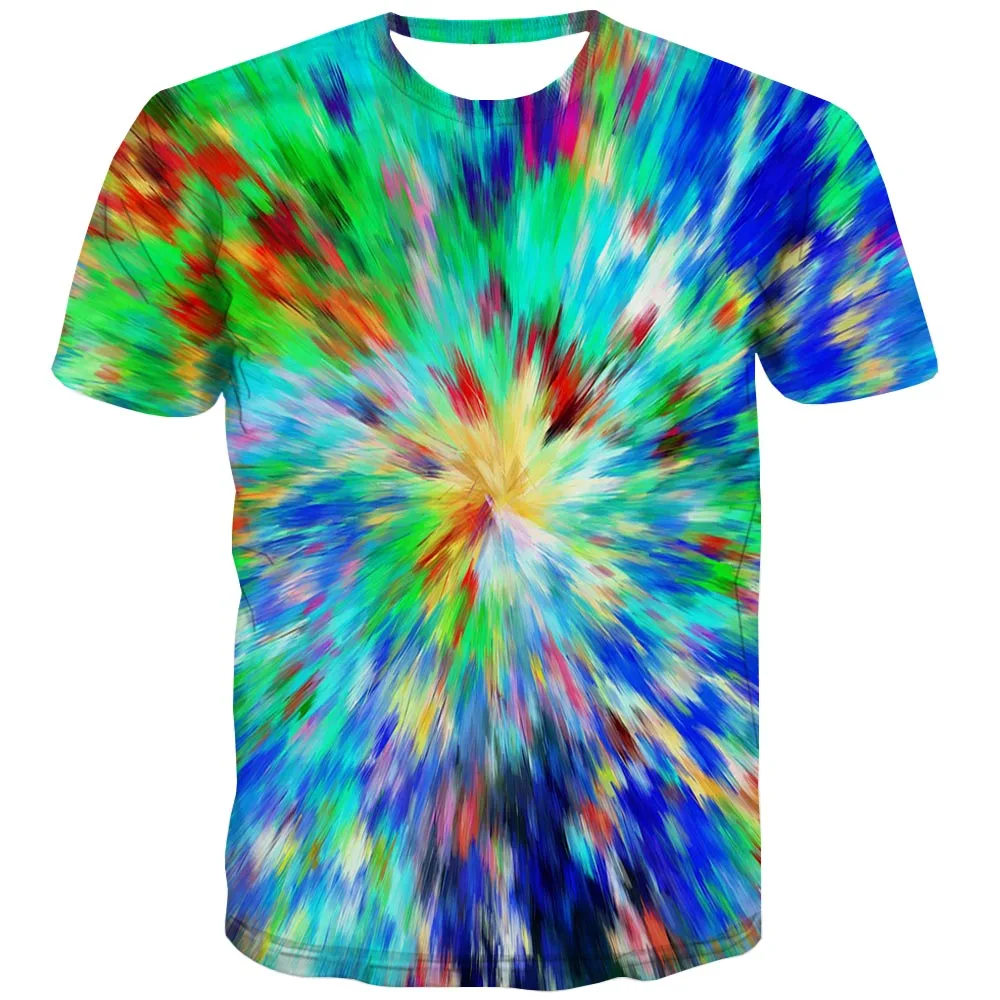 UNEY Tie dye Shirt US Size Graphic T Shirt Novelty Rainbow Print Tshirt