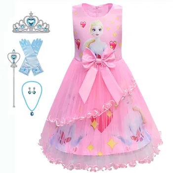 

Kids Carnival Snow Queen 2 Dress Elsa Dress for Girls Birthday Elza Dress Up Princess Anna Costume Halloween Cosplay Infantil