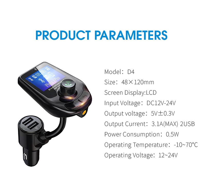 Cafele QC3.0 автомобильное зарядное устройство для телефона Bluetooth беспроводной MP3-плеер светодиодный USB зарядное устройство fm-передатчик MP3-плеер Handsfree автомобильные аксессуары